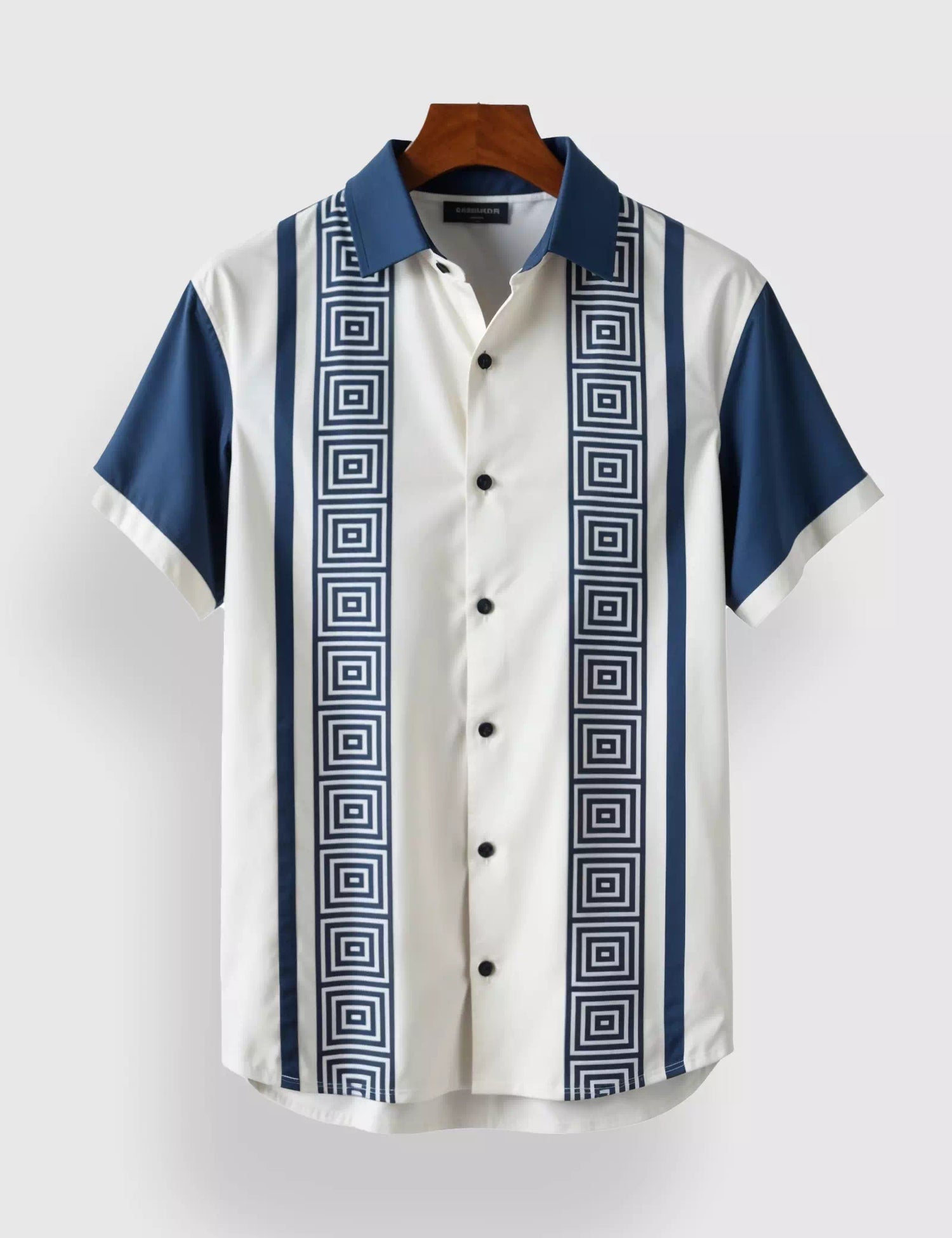 BLUE AND WHITE STRIPED DESIGNER MEN'S HALF SLEEVES PRINTED SHIRT