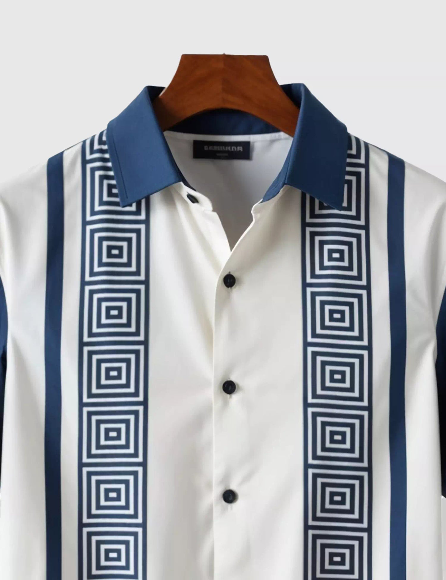 BLUE AND WHITE STRIPED DESIGNER MEN'S HALF SLEEVES PRINTED SHIRT